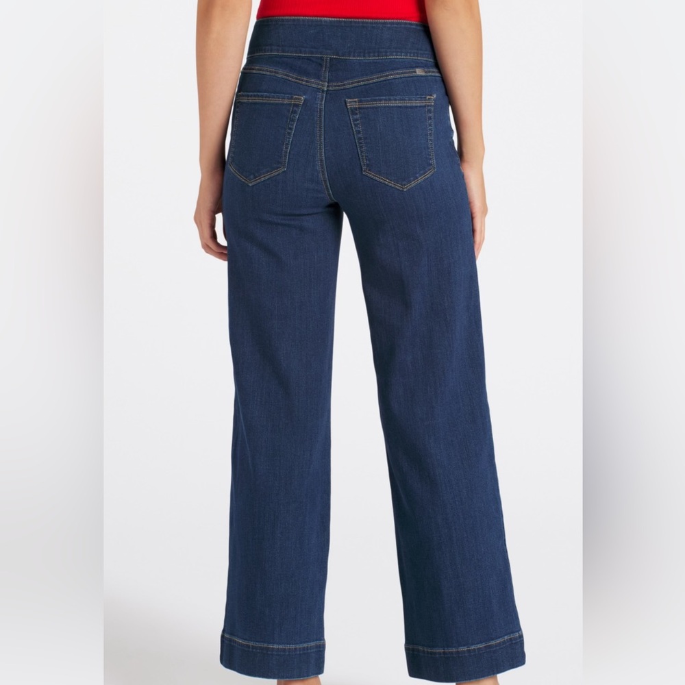 1822 Denim Sofi Vintage Extended Waist Tab Button Wide Leg Jean - Picture 2 of 10